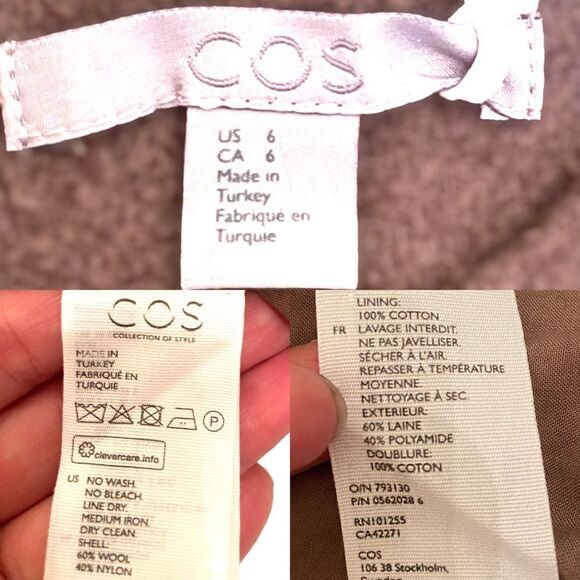 Anthropologie COS Wool Bouclé Top in Mauve With Gathered Cuffs Size 6 - Picture 10 of 16